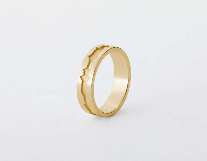 The Outer Wave Ring placed vertical in 14-Karat Gold