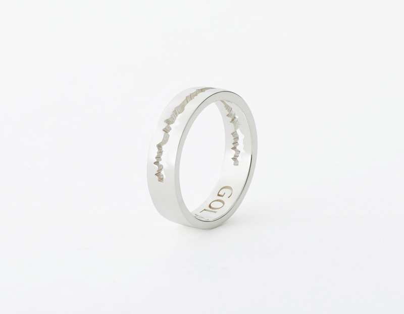 The Cut Wave Ring placed vertical in Sterling Silver