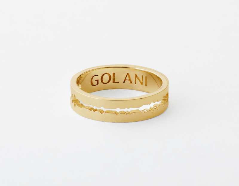 The Cut Wave Ring placed horizontal in 14-Karat Gold