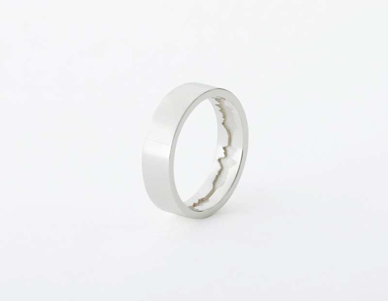 The Inner Wave Ring placed vertical in Sterling Silver