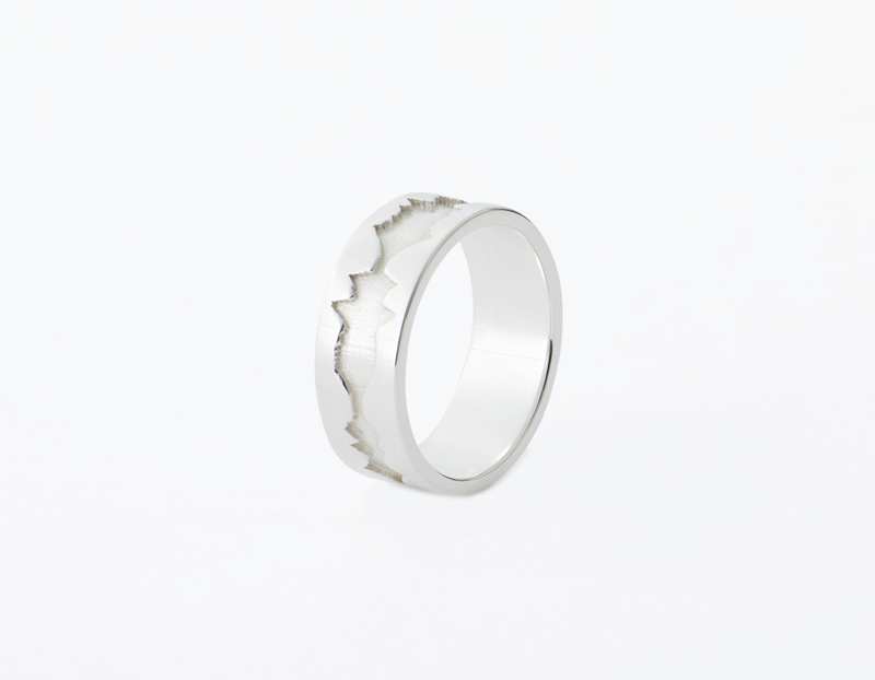 The Outer Wave Ring placed vertical in Sterling Silver