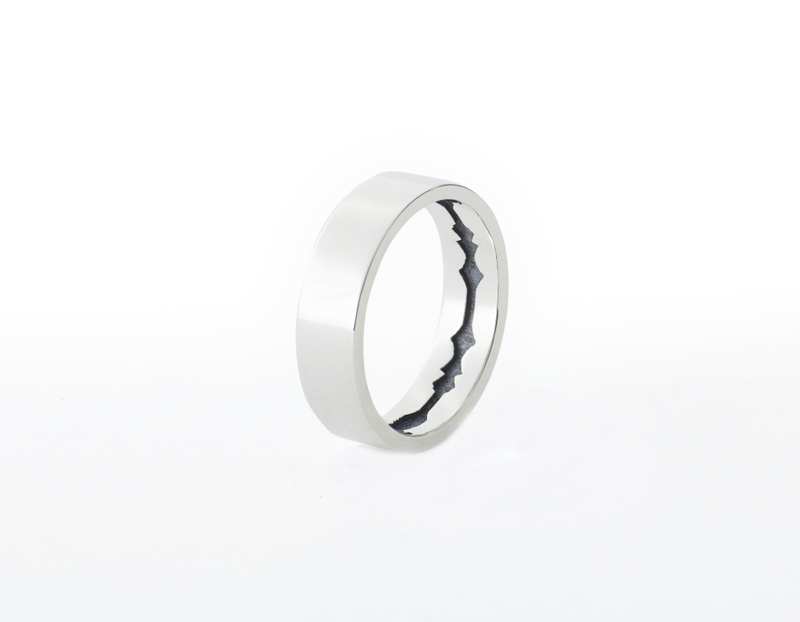 The Inner Wave Ring placed vertical in Antiqued Sterling Silver