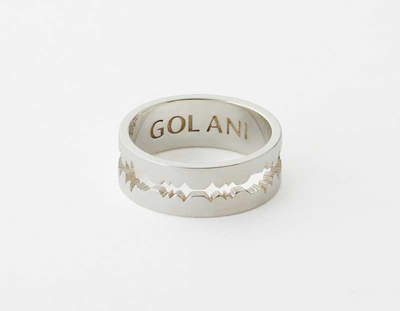 The Cut Wave Ring placed horizontal in Sterling Silver